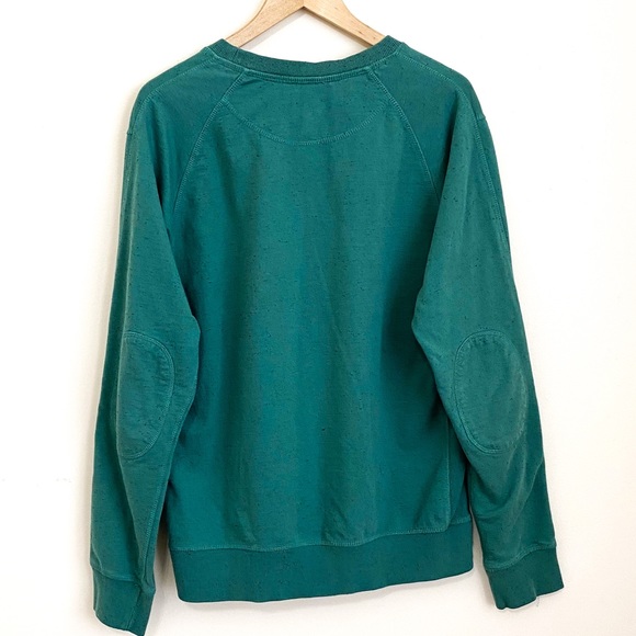 Frank & Oak Rue St-Viateur Speckled Patch Elbow Crewneck Sweatshirt Sz Large - Picture 2 of 6
